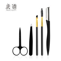 5 pieces Unisex Stainless Steel Eyebrow Kit Eyebrow Razor Tweezer And Scissors Eyebrow Brush